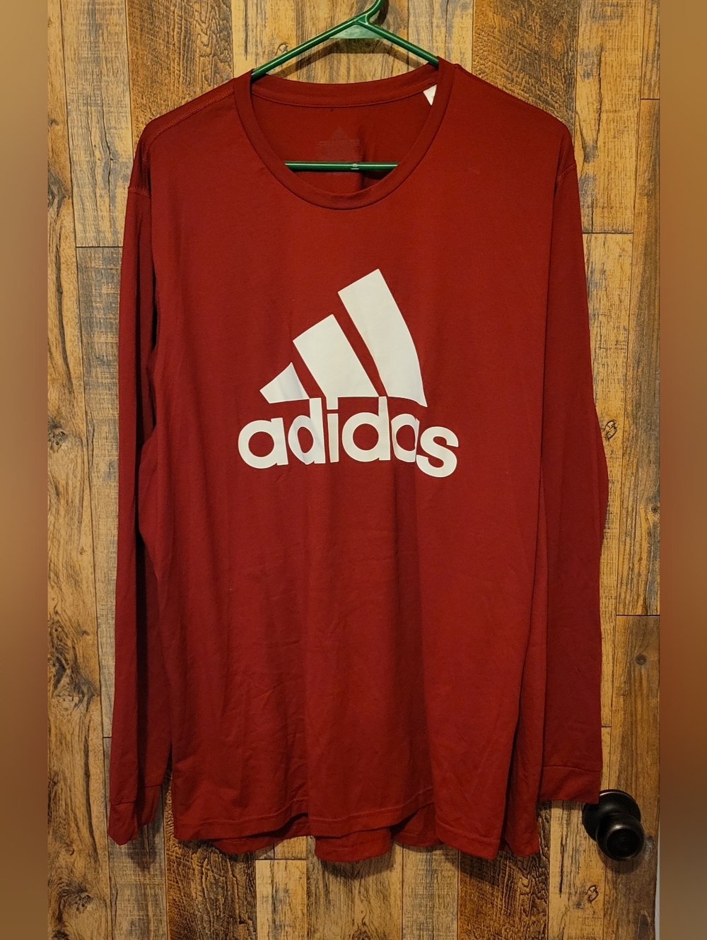 Adidas Men’s Long-Sleeve Logo T-Shirt in Maroon